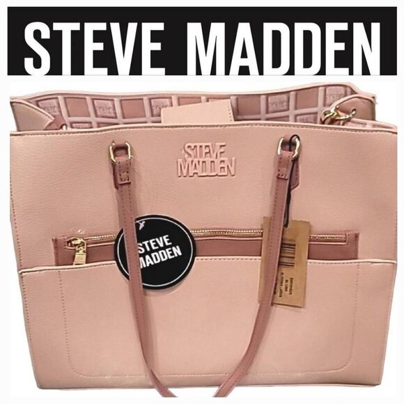 Steve Madden BLivonia Large Tote &  Logo Crossbody Bag- Blush - Picture 1 of 10